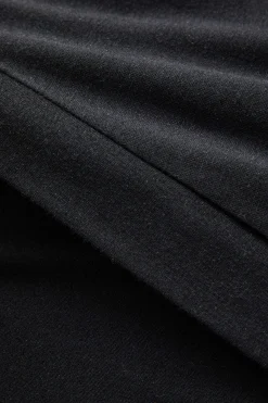 MICAS Bodysuits-Faux Leather Crossed V-Neck Long Sleeve Bodysuit BLACK