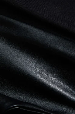 MICAS Bodysuits-Faux Leather Cut Out Long Sleeve Bodysuit