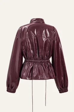 MICAS Outerwear|Outerwear-Faux Leather Drawstring Pocket Jacket