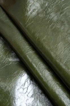 MICAS Skirts-Faux Leather Fake Pockets Skirt GREEN