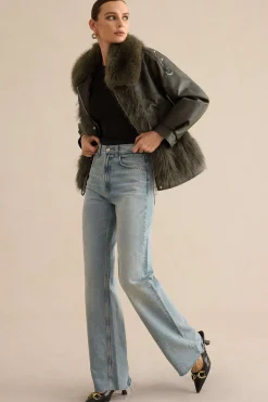 MICAS Outerwear|Outerwear-Faux Leather Fur Patchwork Coat