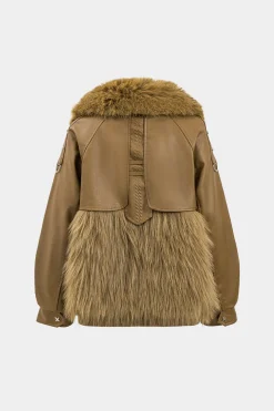MICAS Outerwear|Outerwear-Faux Leather Fur Patchwork Coat