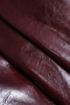 MICAS Skirts-Faux Leather High Waist Metallic Button Skirt BURGUNDY