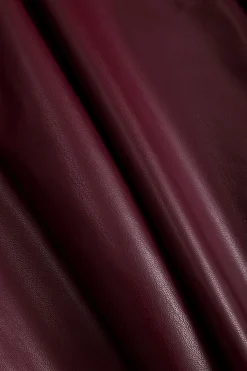 MICAS Skirts-Faux Leather High Waist Split Skirt BURGUNDY