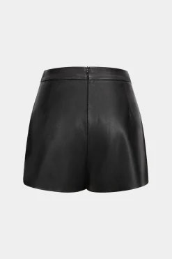 MICAS Shorts-Faux Leather High Waist Skort BLACK