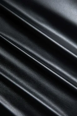 MICAS Skirts-Faux Leather High Waist Zipper Skirt BLACK