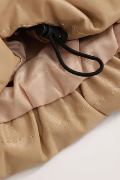 MICAS Outerwear|Outerwear-Faux Leather Hooded Puffer Jacket