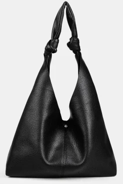 MICAS Bags|Accessories-Faux Leather Knot Shoulder Bag BLACK