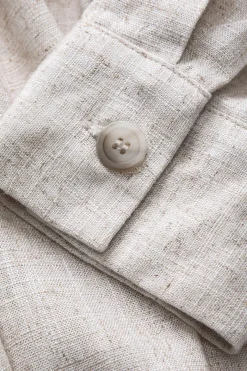 MICAS Long Sleeve Dresses|Mini Dresses-Faux Leather Linen Tie Front Button Patchwork Long Sleeve Mini Dress BEIGE