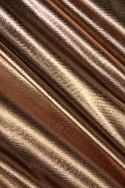 MICAS Bodysuits-Faux Leather Long Sleeve Cowl Neck Bodysuit CHOCOLATE