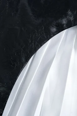 MICAS Skirts-Faux Leather Metallic Patchwork Mini Skirt BLACK