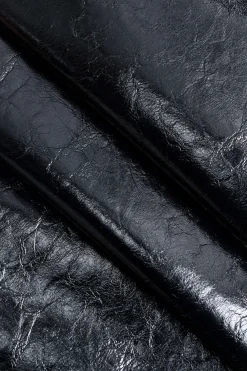 MICAS Skirts-Faux Leather Metallic Patchwork Mini Skirt BLACK