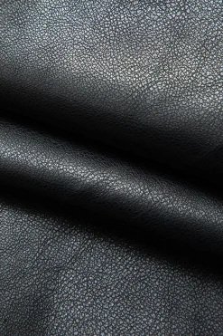 MICAS Outerwear|Outerwear-Faux Leather Notched Lapel Belted Trench Coat BLACK