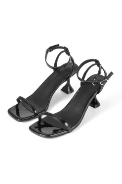 MICAS Shoes|Shoes-Faux Leather Open Toe Heels BLACK