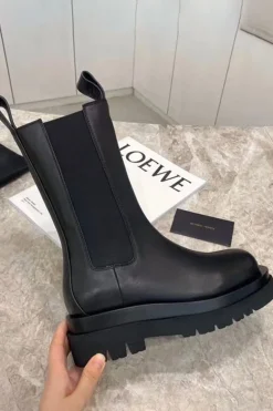 MICAS Shoes|Boots-Faux Leather Patchwork Ankle Boots BLACK