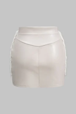 MICAS Skirt Sets-Faux Leather Patchwork Fur Skirt Set