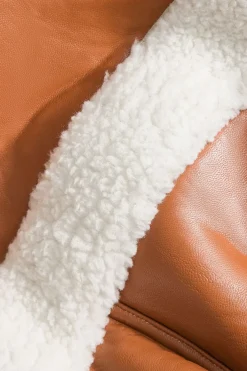 MICAS Outerwear|Outerwear-Faux Leather Patchwork Hooded Jacket CHOCOLATE