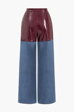 MICAS Jeans-Faux Leather Patchwork Jeans