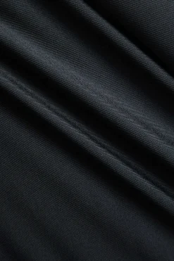 MICAS Long Sleeve Dresses|Mini Dresses-Faux Leather Patchwork Long Sleeve Mini Dress BLACK