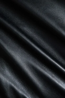 MICAS Long Sleeve Dresses|Mini Dresses-Faux Leather Patchwork Long Sleeve Mini Dress BLACK