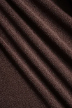 MICAS Long Sleeve Dresses|Mini Dresses-Faux Leather Patchwork Long Sleeve Mini Dress BROWN