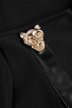 MICAS Mini Dresses|Long Sleeve Dresses-Faux Leather Patchwork Long Sleeve One Shoulder Cut Out Mini Dress BLACK