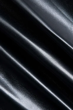 MICAS Long Sleeve Tops|Long Sleeves Tops-Faux Leather Patchwork Long-Sleeve Top BLACK