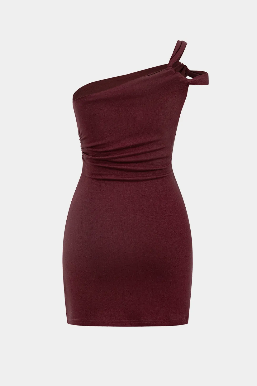 MICAS Mini Dresses-Faux Leather Patchwork Mini Dress BURGUNDY