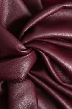 MICAS Mini Dresses-Faux Leather Patchwork Mini Dress BURGUNDY