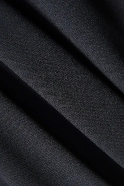 MICAS Long Sleeve Dresses|Mini Dresses-Faux Leather Patchwork Round Neck Long Sleeve Puff Mini Dress BLACK