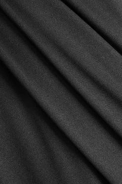 MICAS Long Sleeve Dresses|Mini Dresses-Faux Leather Patchwork Round Neck Long Sleeve Mini Dress BLACK