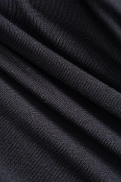 MICAS Long Sleeve Dresses|Mini Dresses-Faux Leather Patchwork Ruched Long Sleeve Mini Dress BLACK