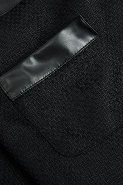 MICAS Skirts-Faux Leather Patchwork Skirt BLACK