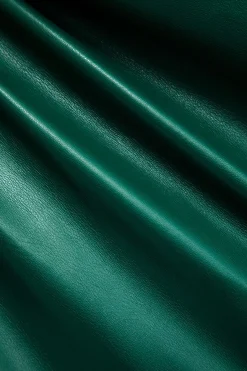 MICAS Long Sleeve Dresses|Mini Dresses-Faux Leather Patchwork Tie Front Round Neck Ruched Mini Dress