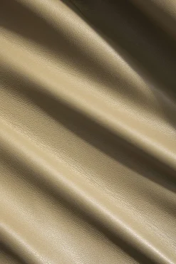 MICAS Long Sleeve Dresses|Mini Dresses-Faux Leather Patchwork Tie Front Round Neck Ruched Mini Dress