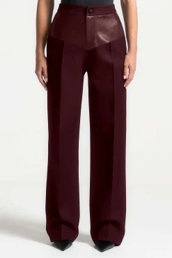 MICAS Pants-Faux Leather Patchwork Trousers