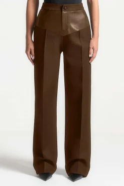MICAS Pants-Faux Leather Patchwork Trousers