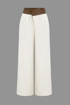 MICAS Pants-Faux Leather Patchwork Trousers