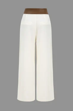 MICAS Pants-Faux Leather Patchwork Trousers