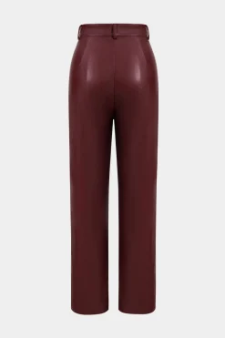 MICAS Pants-Faux Leather Patchwork Trousers Contrast Color