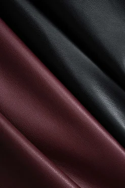 MICAS Pants-Faux Leather Patchwork Trousers Contrast Color