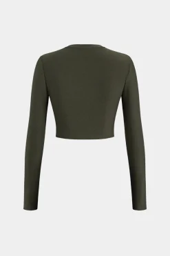 MICAS Pant Sets-Faux Leather Patchwork Zipper Long Sleeve Top And Trousers Set GREEN