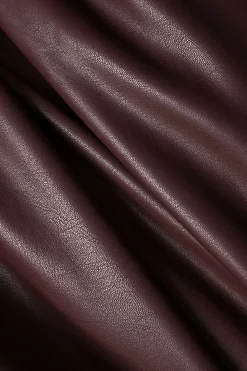 MICAS Pants-Faux Leather Pocket Wide Leg Trousers BURGUNDY