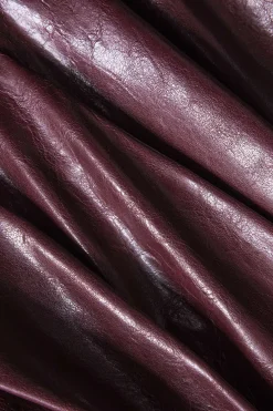 MICAS Skirts-Faux Leather Ruched Detail Skirt BURGUNDY