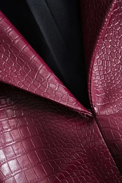 MICAS Long Sleeve Dresses|Mini Dresses-Faux Leather Ruched Long Sleeve V-Neck Mini Dress BURGUNDY