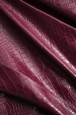 MICAS Long Sleeve Dresses|Mini Dresses-Faux Leather Ruched Long Sleeve V-Neck Mini Dress BURGUNDY