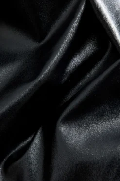 MICAS Skirts-Faux Leather Ruched Skirt BLACK