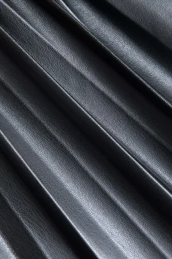 MICAS Skirts-Faux Leather Ruched Skirt BLACK