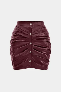 MICAS Skirts-Faux Leather Ruched Skirt