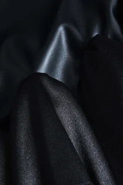 MICAS Skirts-Faux Leather Ruffle Mini Skirt BLACK